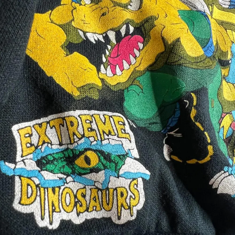 Vintage 1997 Extreme Dinosaurs Cartoon‎ Sweatshirt Retro 90s Crewneck Black